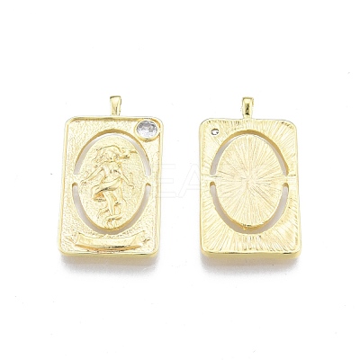 Brass Micro Pave Clear Cubic Zirconia Pendants KK-G432-19G-1