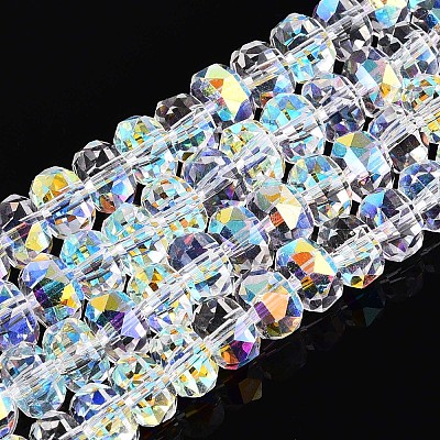 Electroplate Transparent Glass Beads Strands X-EGLA-N022-04A-D21-1