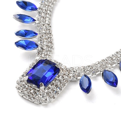 Alloy Rhinestone Rectangle Pendant Necklaces & Horse Eye Stud Earring Sets for Women SJEW-U001-01P-04-1