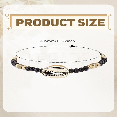1Pc Bohemian Glass Seed Bead & Natural Cowrie Shell Beaded Anklets AJEW-LP0006-55-1