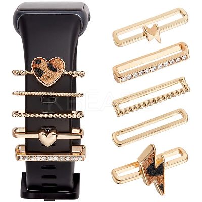 10Pcs Heart & Lightning Bolt Alloy Watch Band Charms Set FIND-NB0003-21-1