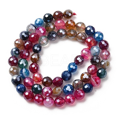 Electroplated Natural Agate Beads Strands G-B191-A07-6mm-11-1