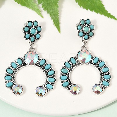 Alloy Synthetic Turquoise Dangle Stud Earrings EJEW-U053-09A-AS-1