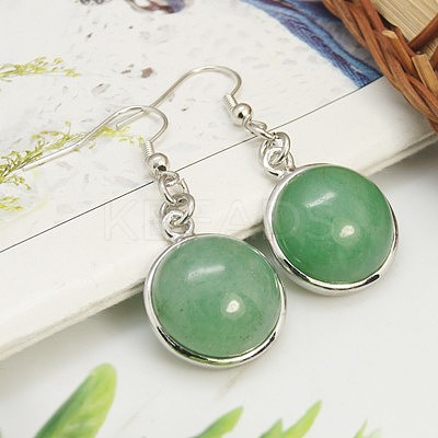 Fashion Natural Green Aventurine Earrings EJEW-E003-6-1
