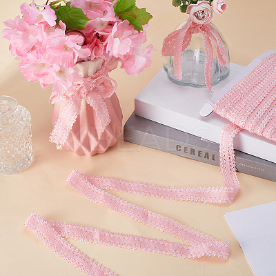 20M Polyester Stretch Frilly Edge Lace Ribbon OCOR-GF0003-37C-1