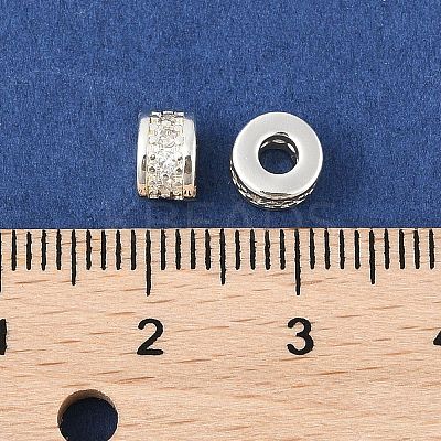 Brass Micro Pave Cubic Zirconia Beads KK-R219-24S-1