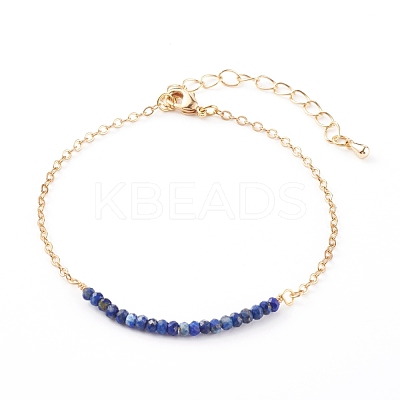 August Birthstone Natural Lapis Lazuli Beaded Bracelets BJEW-JB06092-08-1