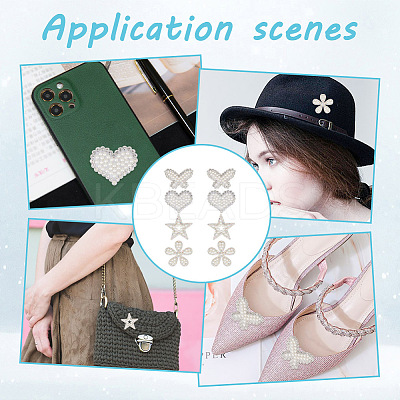 8Pcs 4 Styles Star/Flower/Heart/Butterfly Non-woven Fabric Appliques DIY-GO0001-71-1