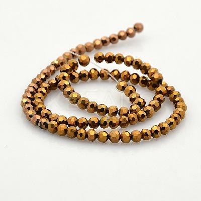 Full Plated Glass Faceted Round Spacer Beads Strands GLAA-A027-3mm-FP07-1