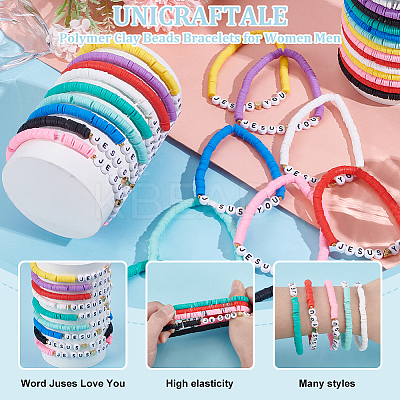 36Pcs 9 Styles Polymer Clay Beads Bracelets for Women Men BJEW-UN00010-1