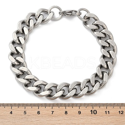 304 Stainless Steel Cuban Link Chain Bracelets for Women Men BJEW-D304-01P-1