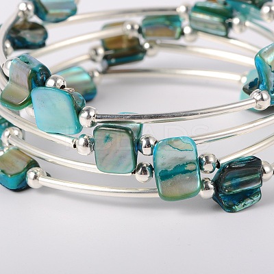 Shell Beads Wrap Bracelets BJEW-JB01608-04-1