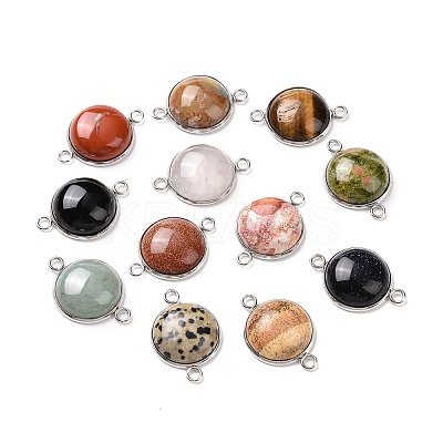 Natural & Synthetic Mixed Gemstone Connector Charms G-D059-01B-1