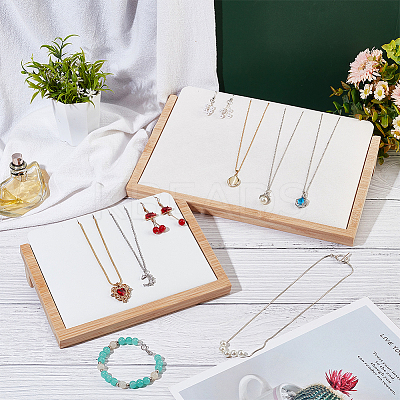 Wooden Slant Back Necklace Organizer Display Trays NDIS-WH0006-17-1