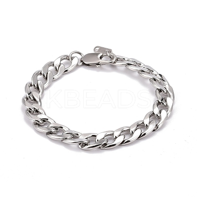 Tarnish Resistant 304 Stainless Steel Curb Chains Bracelets BJEW-JB06273-02-1