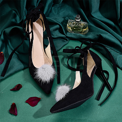Faux Mink Fur Shoes Buckle Clip AJEW-WH0248-670B-1