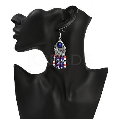 Alloy Glass Seed Beads Teardrop Chandelier Earrings EJEW-JE06509-02-1