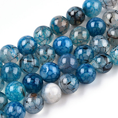 Dyed Natural Dragon Veins Agate Beads Strands G-Q462-128C-8mm-1