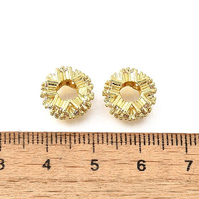 Flower Brass Micro Pave Cubic Zirconia European Beads KK-V008-19G-03-1