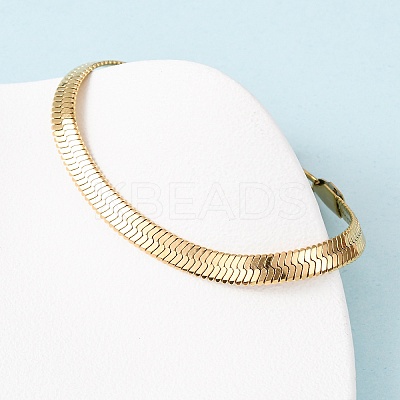 304 Stainless Steel Flat Snake Chain Bracelets LS-BJEW-C134-01B-G-1