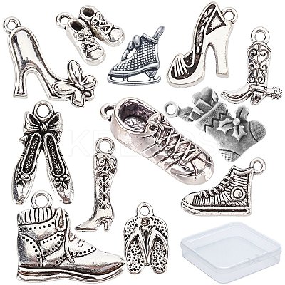 48Pcs 12 Style Tibetan Style Alloy Stilettos Pendants FIND-SC0002-30-1