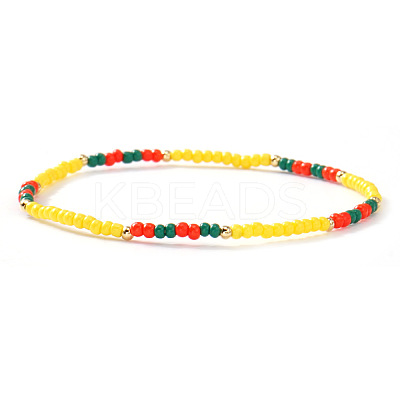 Summer Theme Glass Seed Bead & Brass Beads Stretch Bracelets MU3980-6-1