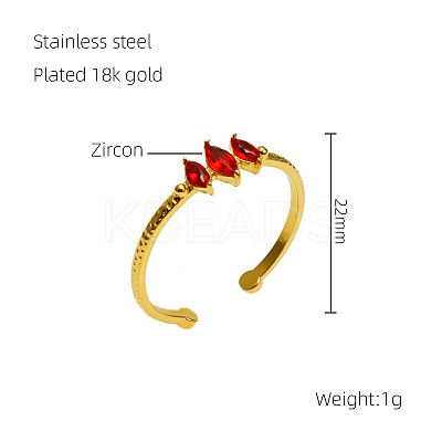 Adjustable 304 Stainless Steel Micro Pave Cubic Zirconia Cuff Open Rings WG1EC55-02-1