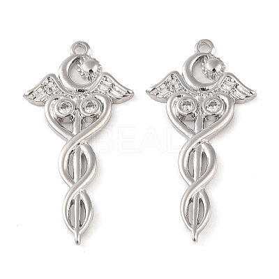 Brass Micro Pave Clear Cubic Zirconia Pendants KK-Q816-16P-1