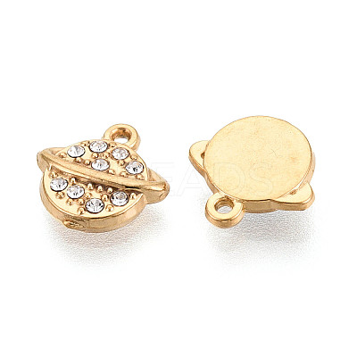 304 Stainless Steel Rhinestone Charms STAS-N110-40G-1