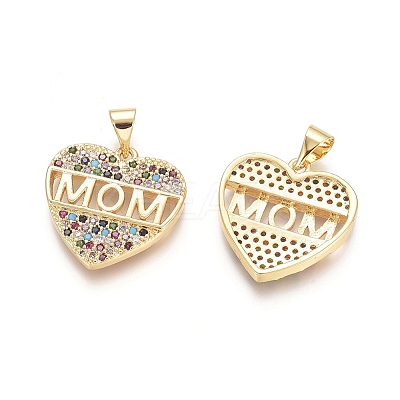 Brass Micro Pave Cubic Zirconia Pendants X-ZIRC-G152-20G-1