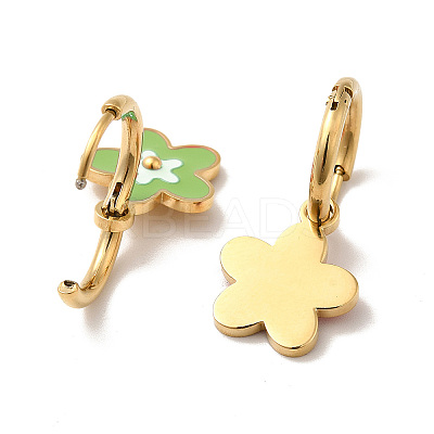Enamel Sakura Flower Dangle Hoop Earrings STAS-H175-21G-B-1