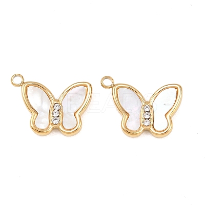 Natural Shell Butterfly Charms STAS-L022-571G-1