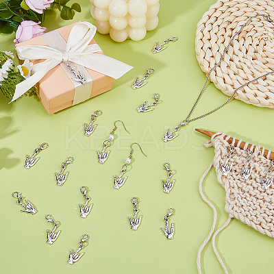 60Pcs Rock Gesture Alloy Pendant Decorations HJEW-DC00111-1