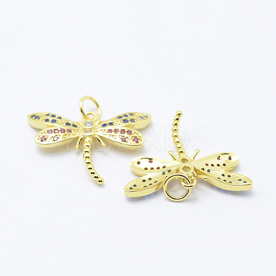 Brass Micro Pave Cubic Zirconia Pendants KK-P133-02G-NR-1
