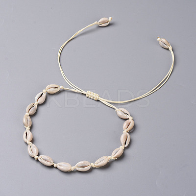 Cowrie Shell Choker Necklaces NJEW-JN02388-01-1