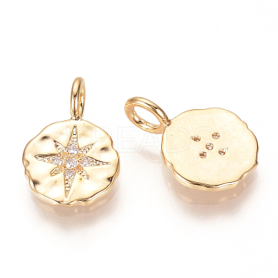 Brass Micro Pave Cubic Zirconia Charms X-ZIRC-R015-105G-1