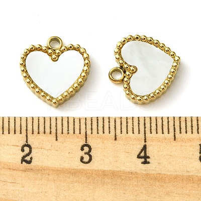 Ion Plating(IP) 304 Stainless Steel Pave Shell Heart Charms FIND-Z028-04G-1