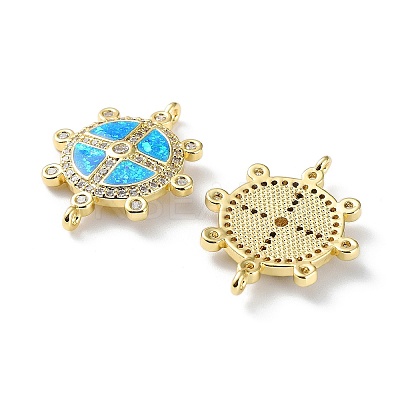 Rack Plating Brass Micro Pave Clear Cubic Zirconia Connector Charms KK-C041-29G-1