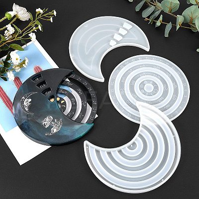 3 Pcs Moon Perpetual Calenda Silicone Mold DIY-SZC0002-01-1