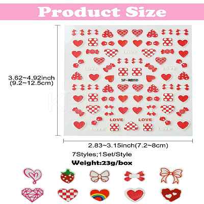 7 Sheets 7 Styles Valentine's Day Theme Paper Nail Art Sticker DIY-CJ0002-86-1