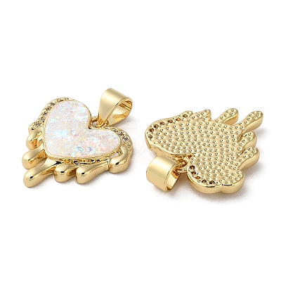 Brass Micro Pave Cubic Zirconia Pendants KK-D057-13G-1