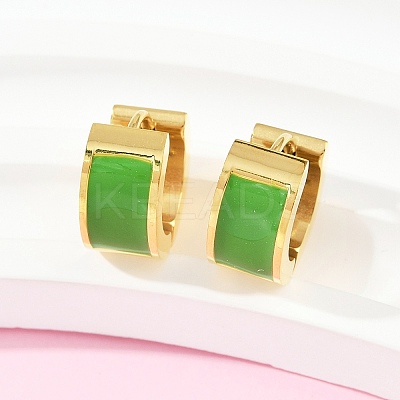 304 Stainless Steel Enamel Hoop Earrings EJEW-K268-20G-02-1