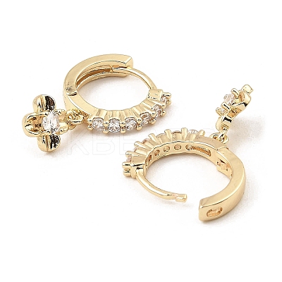 Brass with Cubic Zirconia Dangle Hoop Earrings EJEW-G362-05KCG-1