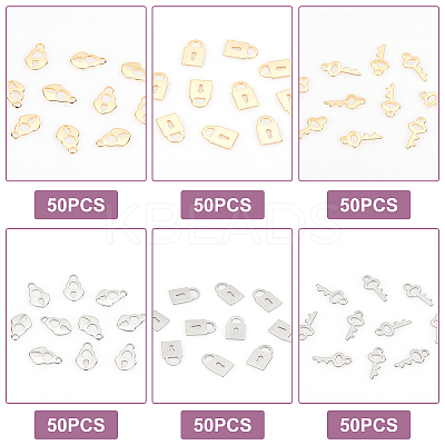 300Pcs 6 Style 201 Stainless Steel Charms STAS-DC0005-24-1