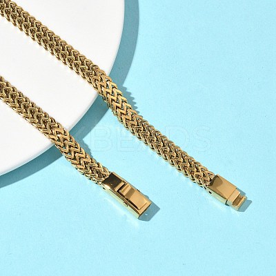6MM 304 Stainless Steel Wheat Chain Necklaces for Women NJEW-G193-03G-1