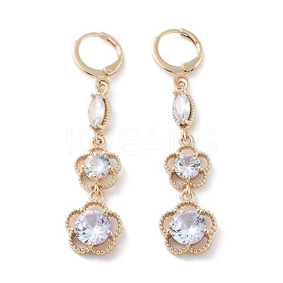 Rack Plating Golden Brass Dangle Leverback Earrings EJEW-A030-02D-G-1
