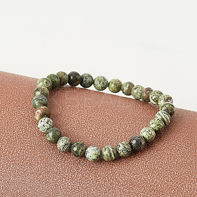 2 Strands Natural Green Zebra Jasper Beads Strands G-OC0002-74-1
