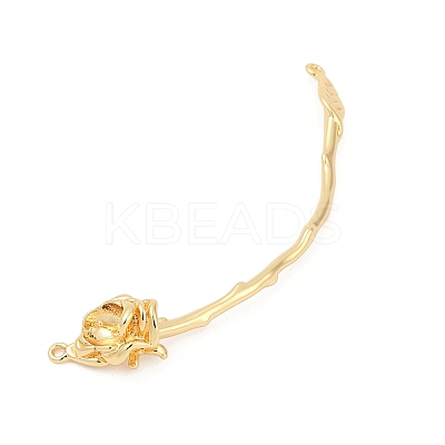 Brass Curved Bar Flower Connector Charms KK-P302-07G-1