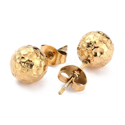 Ion Plating(IP) Textured Round Bead 304 Stainless Steel Stud Earring Findings LS-X-EJEW-O104-01G-1