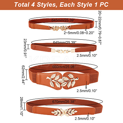 4Pcs 4 Style Imitation Leather Elastic Chain Belt AJEW-GA0006-22A-1